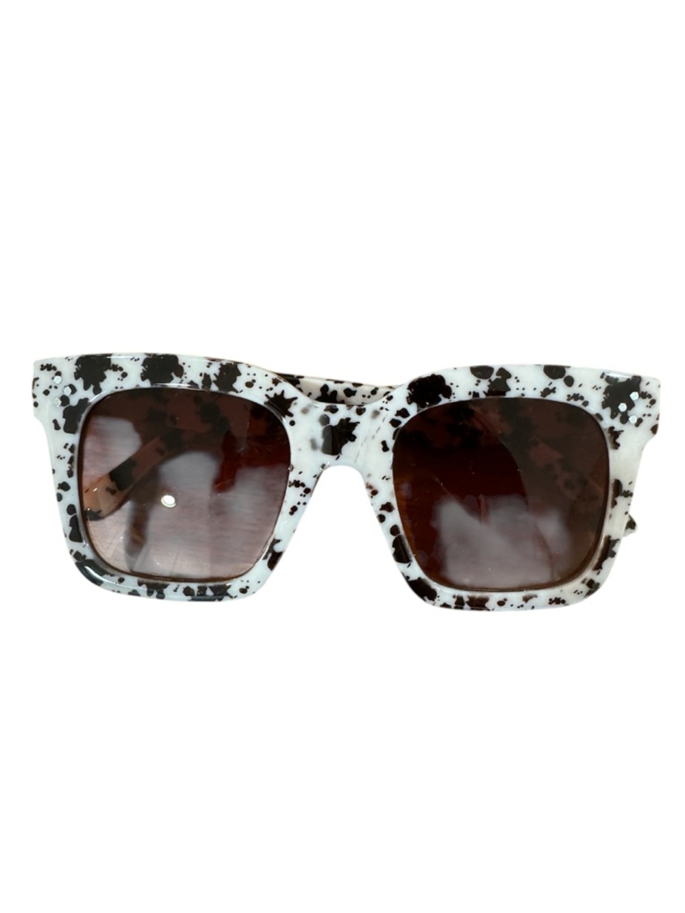 Free People White and Black Speckled Square Sunglasses
